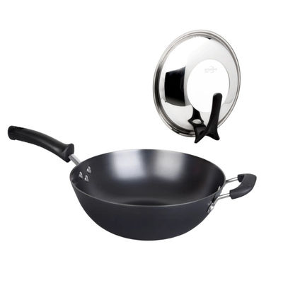 Coperchio cinese ISO9001 di Pan Pre Seasoned With Glass del wok della prova della ruggine
