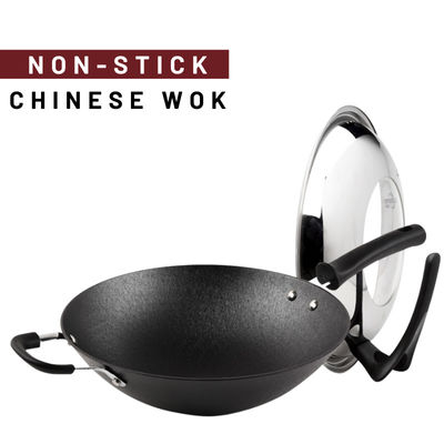 Mescoli il wok cinese di Pan Anti Rust Non Stick del wok cinese della frittura con il coperchio