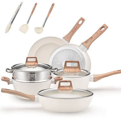 cucina sana piatti in casseruola a 12 pezzi non appiccicosi con coperchio di vetro